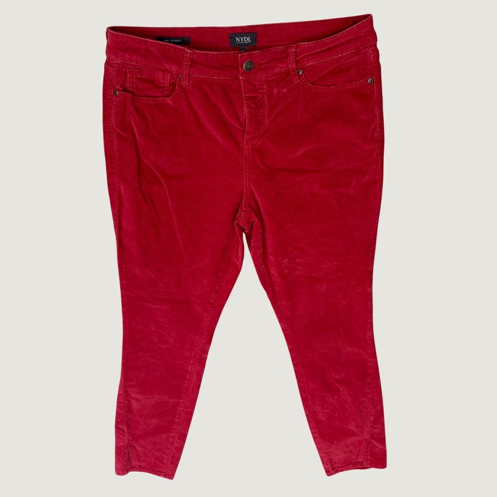 NYDJ Ami Skinny Red Corduroy Pants Lift Tuck Technology fall Size 12